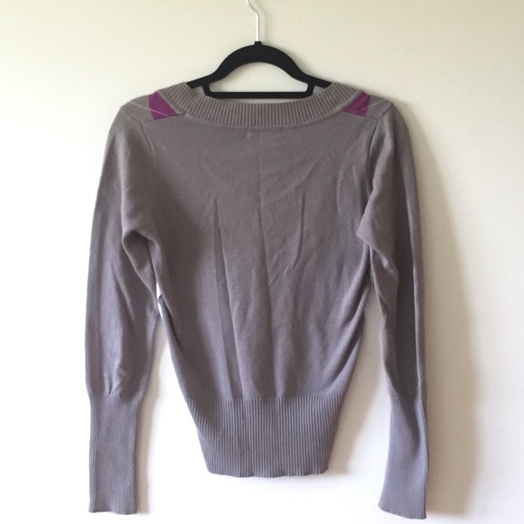 Argyle Sweater - Grey/Purple/White Scoop neckline - Picture 2 of 6